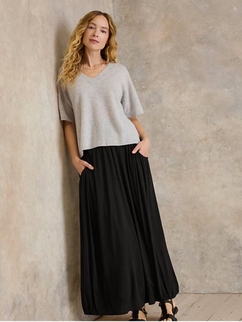 Garnet Hill Favorite Knit Maxi Skirt - Black